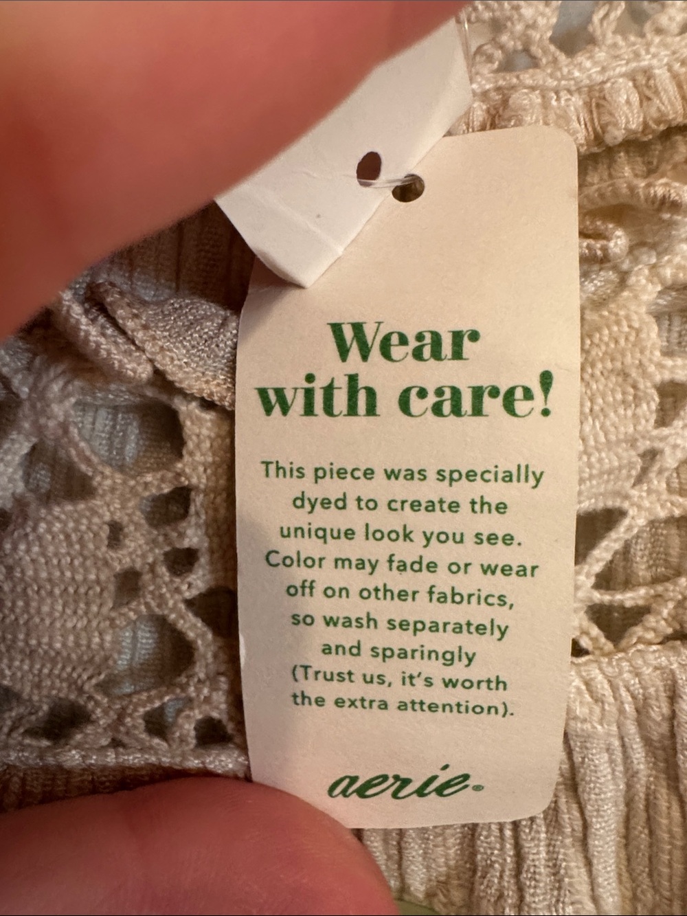 aerie Cream and Brown Tie-Dye Crochet-Trim Tank - Picture 8 of 12